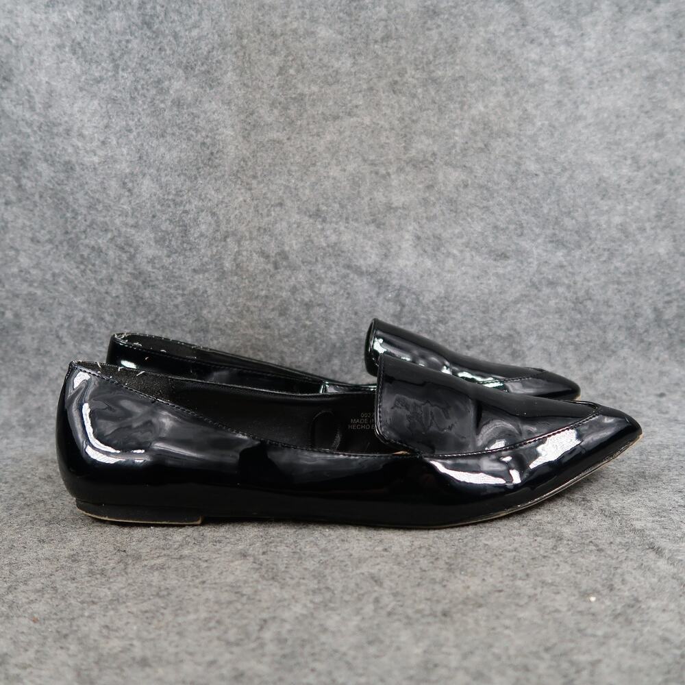 Forever 21 Shoes Womens 8 Loafer Flats Pointed Toe Patent Black Classic Slip On